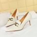 598-1 European And American Retro Fashion Shoes, Stiletto High Heels, Pointed Toe With Metal Buckle, Women's Pumps_vogvips.com