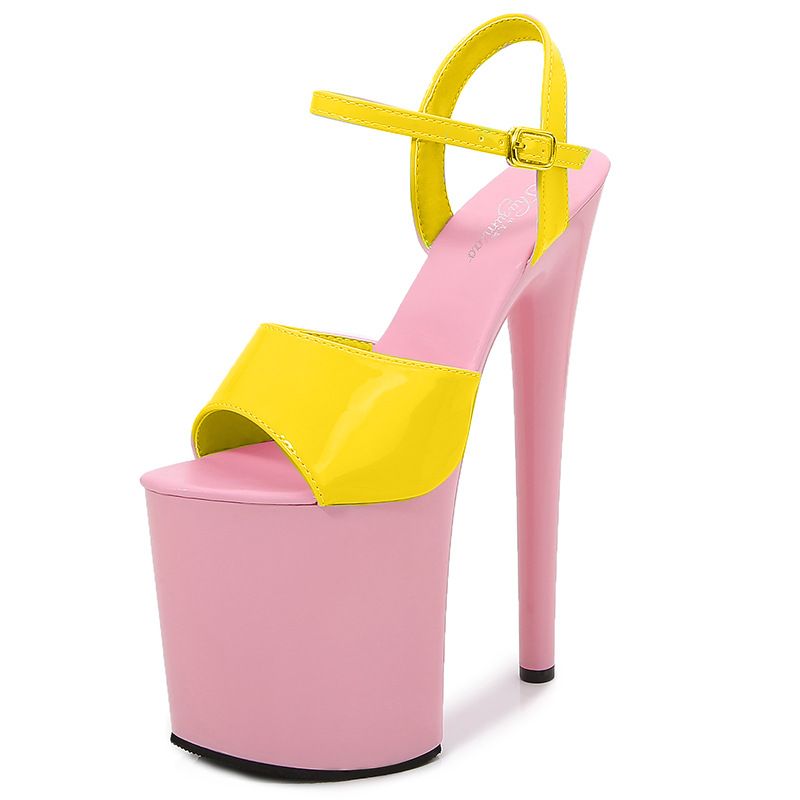 Fashionable And Stylish Contrast Color Platform High Heel Party Sandals_vogvips.com