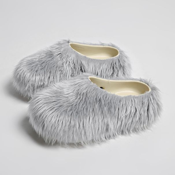 Fuzzy Mule Slippers For Women & Men - Plush Faux Fur House Shoes With Thick Platform Sole, Non-Slip & Comfortable Indoor Outdoor Slides_vogvips.com