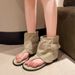 2025 Summer New Export Roman With Wide Legs, Retro Flat Heel High-Top Sandals, Short Boots For Women_vogvips.com