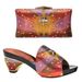 Row diamond pattern all-in-one round head casual high-heeled fashion sandals with handbag set_vogvips.com