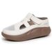 2026 Summer New Veratile White Shoe For Women, Hollow Non-Slip Velcro Caual Shoe, Breathable Meh Thick-Soled_vogvips.com