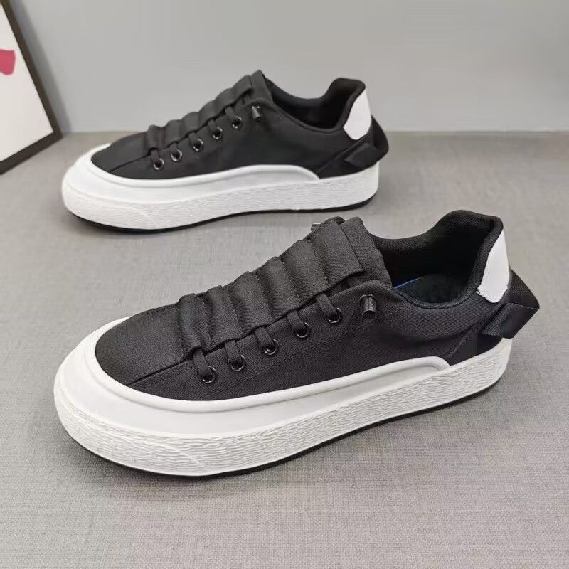 Men's Trendy Slip-On Casual Flat Shoes Summer Breathable White Sneakers Patchwork Canvas_vogvips.com