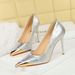 3739-35 Style Fashionable Women's With Shallow Mouth, Thin Heel, Iron Toe, Metal Pointed Toe Decoration, Super High_vogvips.com