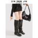 Women's Style Pleated Slimming Slouch Boots Above The Knee Slip-On Fashion Autumn Leg Boots Runway_vogvips.com
