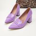 Purple Pointed Thick Heel High Heels Women's Patent Leather Loafers Design Retro Elegant Single Shoes New Fashion Commuter Shoes_vogvips.com