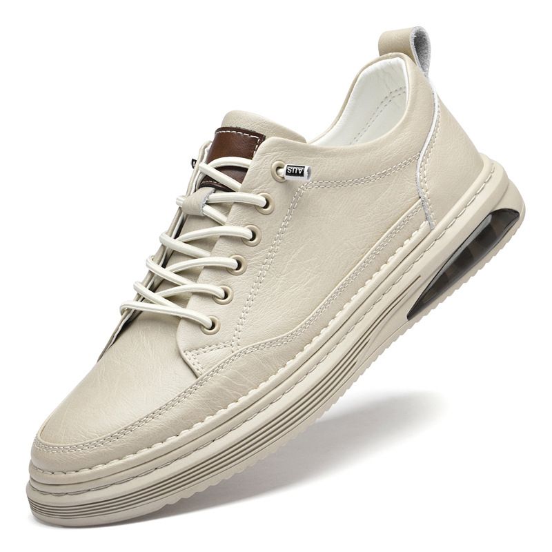 Men's Shoes Leather Men's Round Head Shallow Mouth Board Shoes Breathable Casual Shoes_vogvips.com