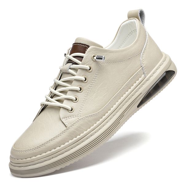 Men's Shoes Leather Men's Round Head Shallow Mouth Board Shoes Breathable Casual Shoes_vogvips.com