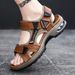 Brand Summer Men's Genuine Leather Slippers Gladiator Men Beach Sandals Soft Comfortable Outdoors Wading Shoes 38-46_vogvips.com