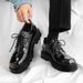 ShoeVault Square Toe Leather High-End Thick-Soled Korean Style, Niche Design, Black Loafers For Men, Summer Trendy_vogvips.com