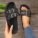 Summer Fashion Retro Women's Slippers Plus Size Thick Sole Double Breasted Buckle One Strap Outdoor Sandals_vogvips.com