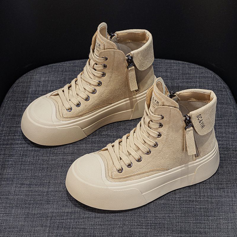 Thick-soled High-top Board Shoes Women's Creative Casual Versatile Niche Female Students Casual Board Shoes_vogvips.com
