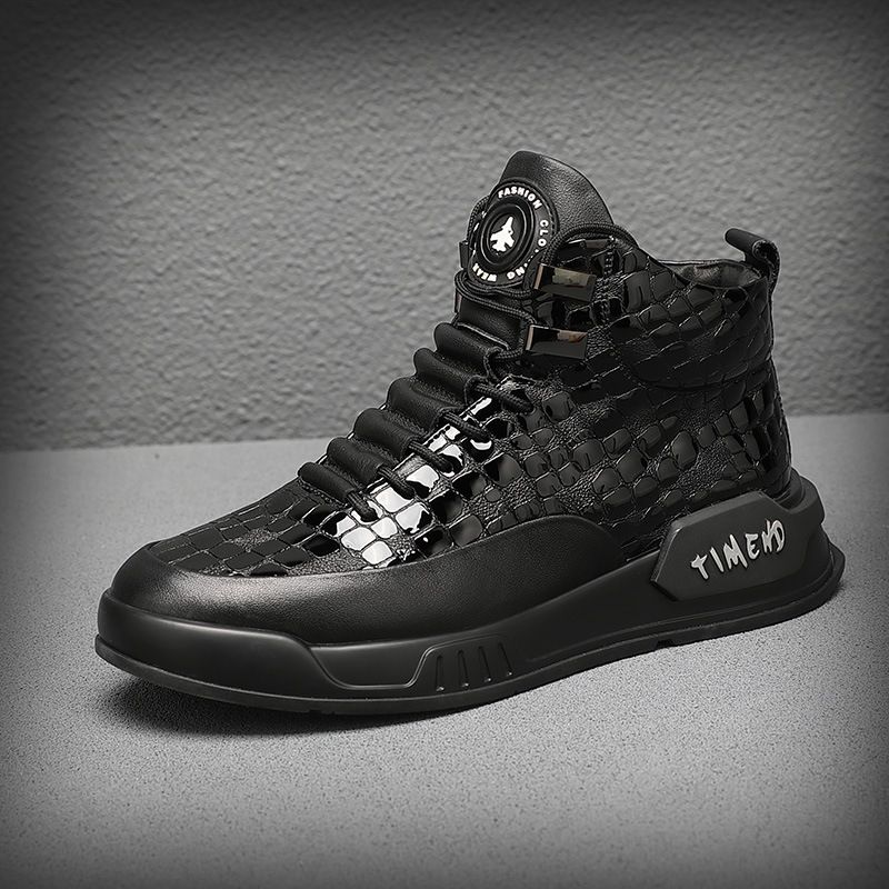 European Warm Series Genuine Men's 2021 New Black Winter Plush High-top Leather Shoes Casual Internet Celebrity Martin Boots Men_vogvips.com