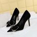 516-H31 Korean Style Fashion Party High Heels Stiletto Women's Suede Shallow Pointed Toe Rhinestone Bowknot Single Shoes_vogvips.com