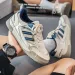 Sneakers Mesh Leather Blue Women's Unisex Breathable Shock Running Elastic Kitten Heel Square Pointed Toe PU Sole_vogvips.com