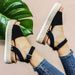 Large Size 43 For Women 2023 Summer New European And American Style Woven Thick-Soled Ankle Buckle Open-Toe Sandals_vogvips.com