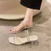Fairy Wind Cool Slippers Female Outer Wear Leather Rhinestone Middle Heel One Word Drag Temperament High Heels_vogvips.com
