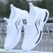 Summer New Men's Sporty Casual Breathable White Sneakers Flyknit Hollow out Synthetic Leather Lightweight Shoes_vogvips.com
