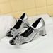 5298-H65 Banquet Mary Jane Thick Heels Shallow Mouth Square Head Sparkling Butterfly Knot One Strap Middle Order Shoes_vogvips.com