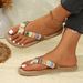 In-stock Foreign Trade , Bohemian Resort Style, Straw, Non-slip Flat Beach Flip-flops For Women_vogvips.com