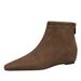 6632-10 Korean Style Simple Versatile Hidden Heel Women's Suede Short Tube Square Toe Slimming Ankle Boots_vogvips.com