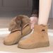 Women's Winter Soft Leather Cotton Shoes, Snow Boots, Flat Bottomed Non Slip Cotton Boots, Comfortable And Plush, Thick Wool, Thick Soled Short Boots_vogvips.com