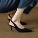 2024 European And American Style Trendy Pointed-toe Shallow Backless Sandals, Sexy Closed-toe With Back Strap, Thin High_vogvips.com