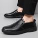 Spring And Autumn Business Formal Men's Youth Versatile Slip-On Casual Leather British Style PU Non-Slip Cold Adhesive_vogvips.com