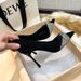 Sexy Slim Pointed Rhinestones, Single, Shallow Mouth Suede, Super Black Professional Versatile High Heels, Women's_vogvips.com
