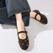 Rivet Decorated Round Toe Ballet Flats Fashionable And Versatile Single Shoes One Strap Ballet Mary Jane Shoes_vogvips.com