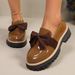 Women's plus Size Slip-On Leather Shoes Platform Low Top Bow Detail Spring Style Size 43_vogvips.com