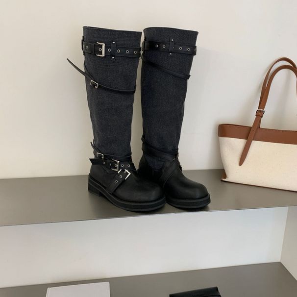 Chunky-Heeled French-Style Western Cowboy For Women, 2026 New High-Tube Stacked Riding Boots_vogvips.com