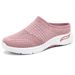 Women's Shoes Casual Shoes Light Mouth Half Slippers Mesh Breathable Fly Woven Shoes Soft Sole Mother Shoes One Pedal Lazy Shoes_vogvips.com