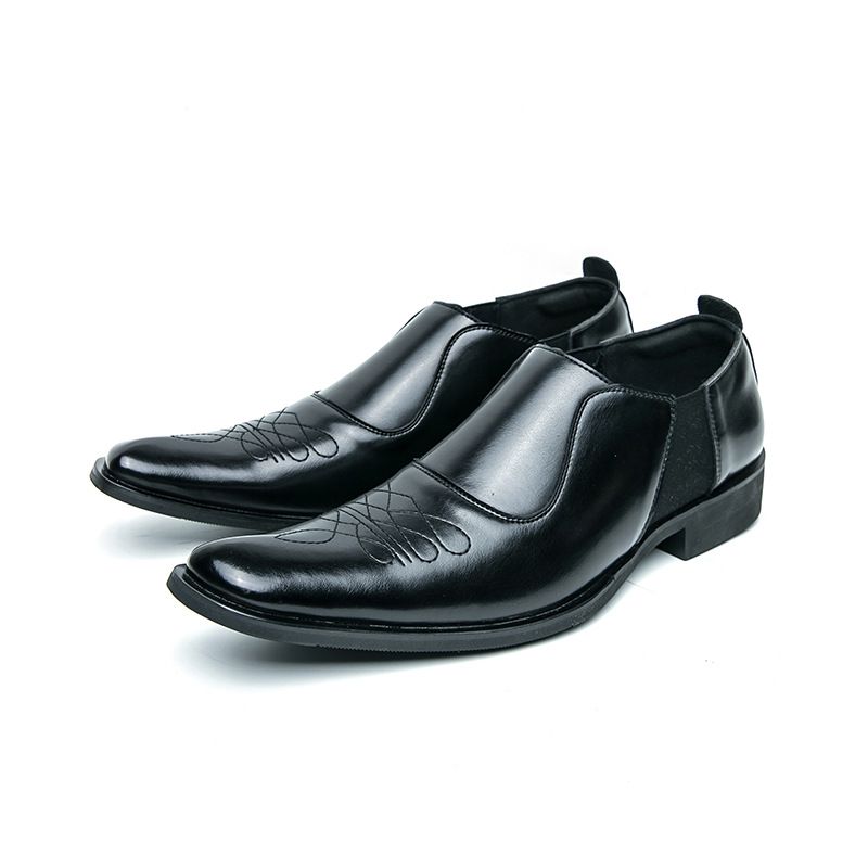 Euro Step Business Brogue Casual Leather Men's Slip-On Formal Office Groom Wedding Shoes_vogvips.com