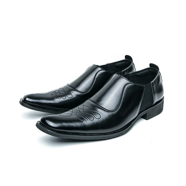 Euro Step Business Brogue Casual Leather Men's Slip-On Formal Office Groom Wedding Shoes_vogvips.com