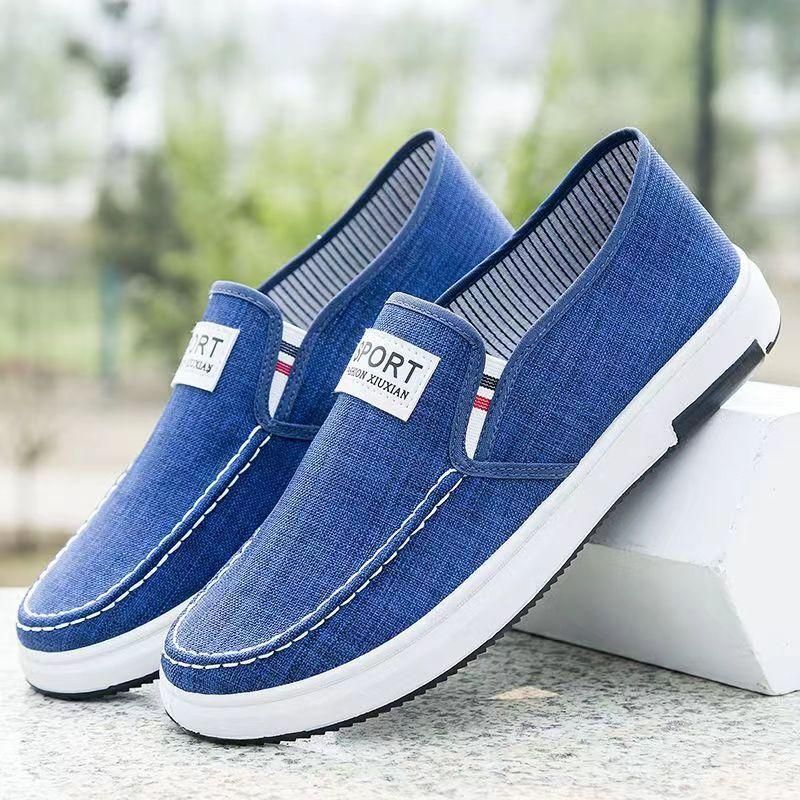 Fashion Shallow Mouth Canvas Shoes 2024 Autumn New Old Beijing Cloth Shoes Flat Bottom Low Top Casual Board Shoes For Men_vogvips.com