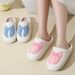Cozy Cartoon Bow Knit Slippers For Women & Men - Warm Fleece-Lined Indoor House Shoes With Non-Slip TPR Sole Indoor Cotton Slippers_vogvips.com