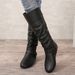 Vintage Autumn Winter Fashion With Belt Buckle, Long Boots, Round Toe Women's Boots_vogvips.com