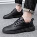 Euro Step Men's Korean Style British Business Casual Office Versatile Black Leather Youth Brogue Trendy Shoes_vogvips.com