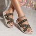 Home Wear Slip On Slippers Leopard Print Cross Cloth Flat Shoes Comfortable And Simple Double Layer Ivory White Flat Slippers_vogvips.com