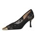 321-8 European And American Style Party Shallow Shoes With Metallic Square Toe, Mesh Women's Shoes, Thin Heel, Elegant_vogvips.com