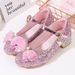 26ss Spring Princess And Autumn Leather Soft Sole Little Girls' High Heels Children's Crystal Single Shoes For Young Girls '_vogvips.com
