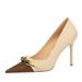 9283-2 European And American Style Banquet High Stiletto Heels Shallow Mouth Color Block Pointed Toe Metal Chain_vogvips.com