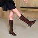 Slip-On Long Women, Autumn And Winter New Style, Over-the-Knee, Round Toe, Flat Sole, Suede High Boots For Women_vogvips.com