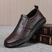 Men's Business Leather Slip-On Lazy Soft Sole Dad Driving Solid Color Versatile Fleece-Lined Casual Shoes_vogvips.com