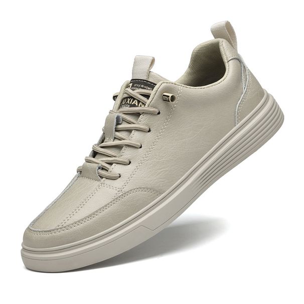 Men's Shoes Casual Board Shoes Men's Breathable Soft-soled White Shoes British Leather Sports Casual Board Shoes_vogvips.com