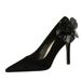 3391-H63L Flower Glitter High Heels, Shallow Mouth Pointed Sexy Women's Shoes, Suede Thin Heel Sole Sole, Single Shoe_vogvips.com