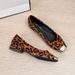 Hui Liya Heel Women, Iron Women's Shoes, Shallow Mouth Chunky Heel, Soft Suede Metal Small Square Toe Leopard Print_vogvips.com