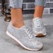 and Plus-size Summer New Sequin Women's, Sporty Casual Slip-on Flat Round-toe_vogvips.com