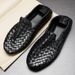 Euro Step Lazy Knitted Loafers For Men, Slip-On Genuine Leather Casual Loafers, Fashionable Lightweight Trendy Shoes, Summer 2025_vogvips.com